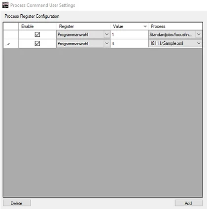 Jobauswahl in der Software
