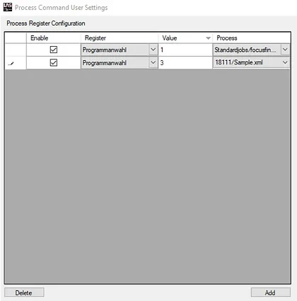 Jobauswahl in der Software